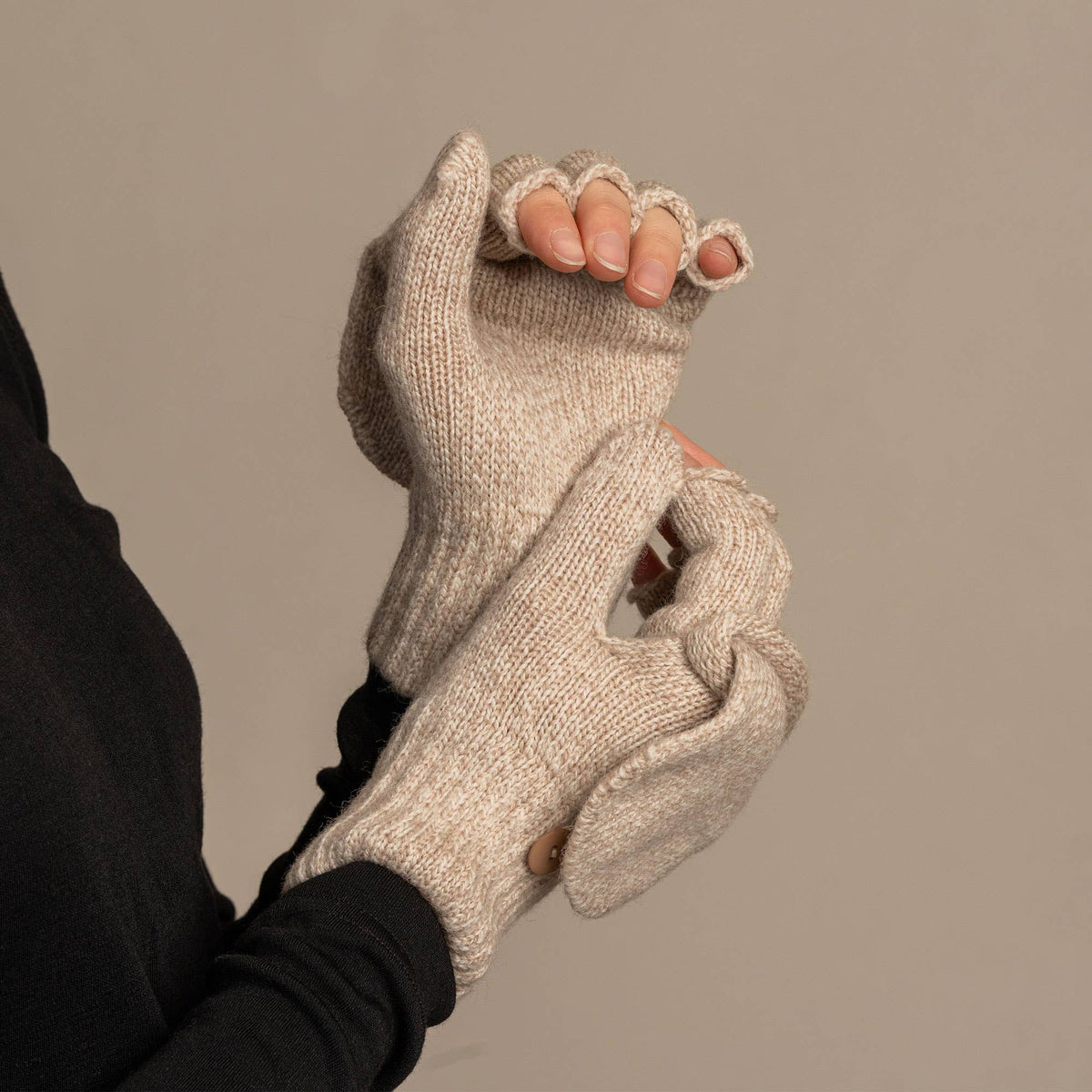 Women's Convertible Gloves Knitted Merino: Dark gray / One Size