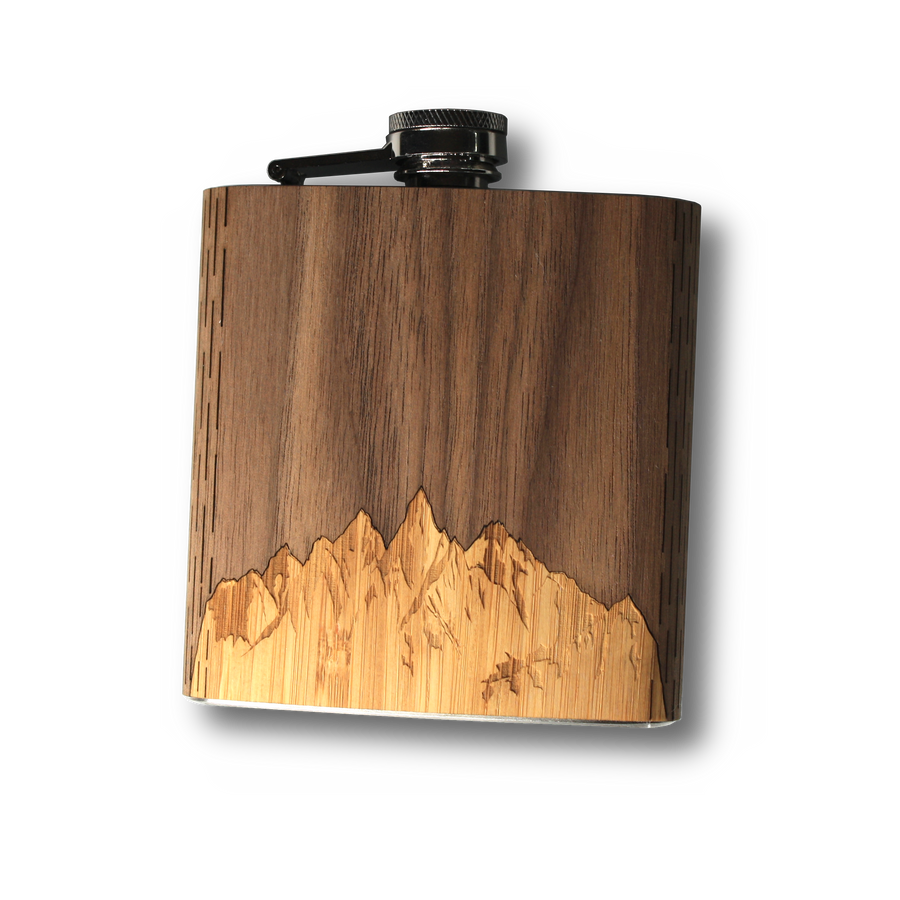 Wooden Holiday Flask : Sawtooth Mountains