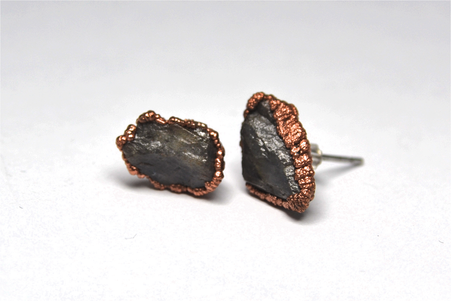 Raw Sapphire Copper Studs | September Earrings