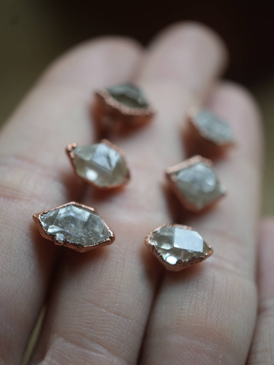 Raw Diamond Studs | Copper Herkimer Diamond Earrings