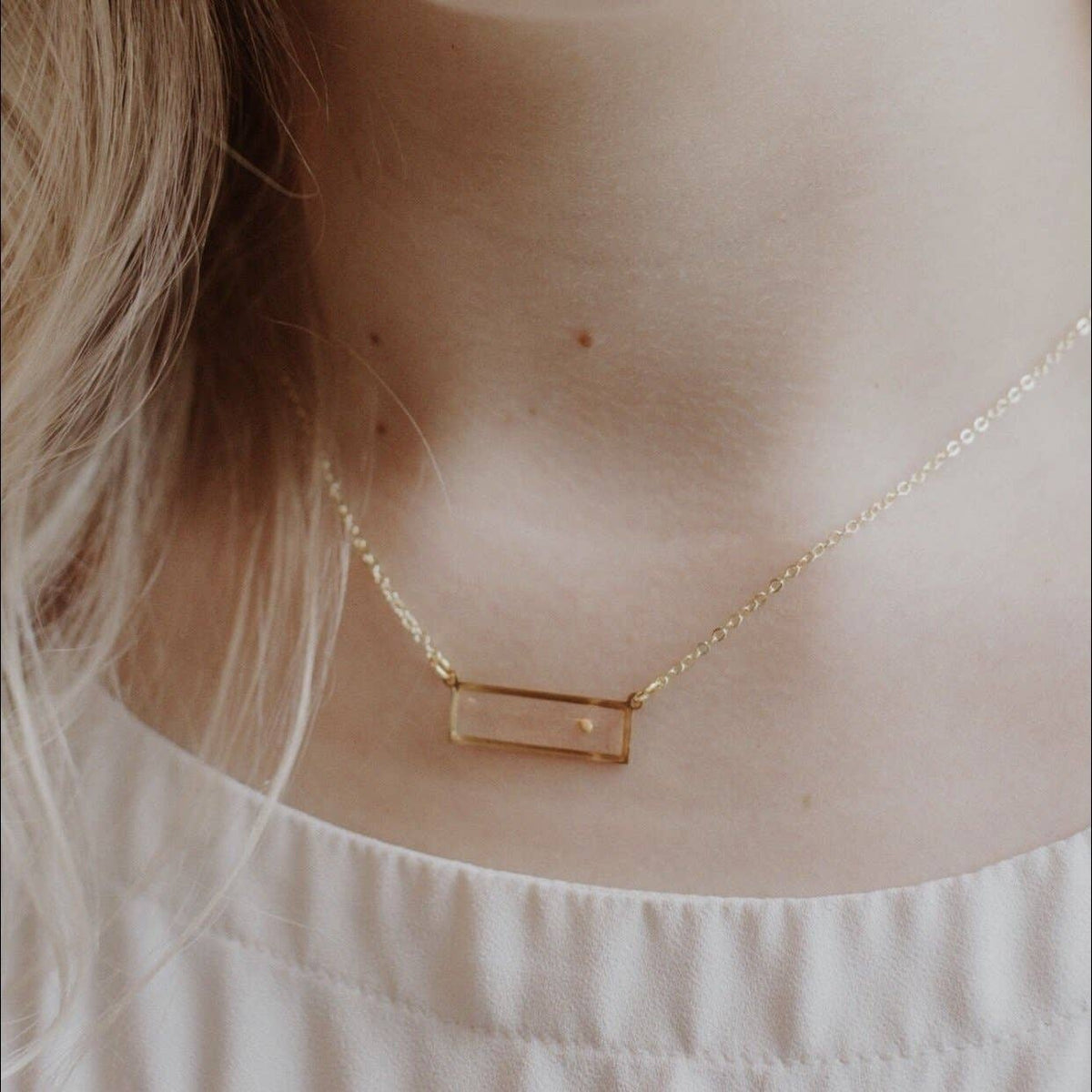 Minimalist Bar Necklace: Mustard Seed