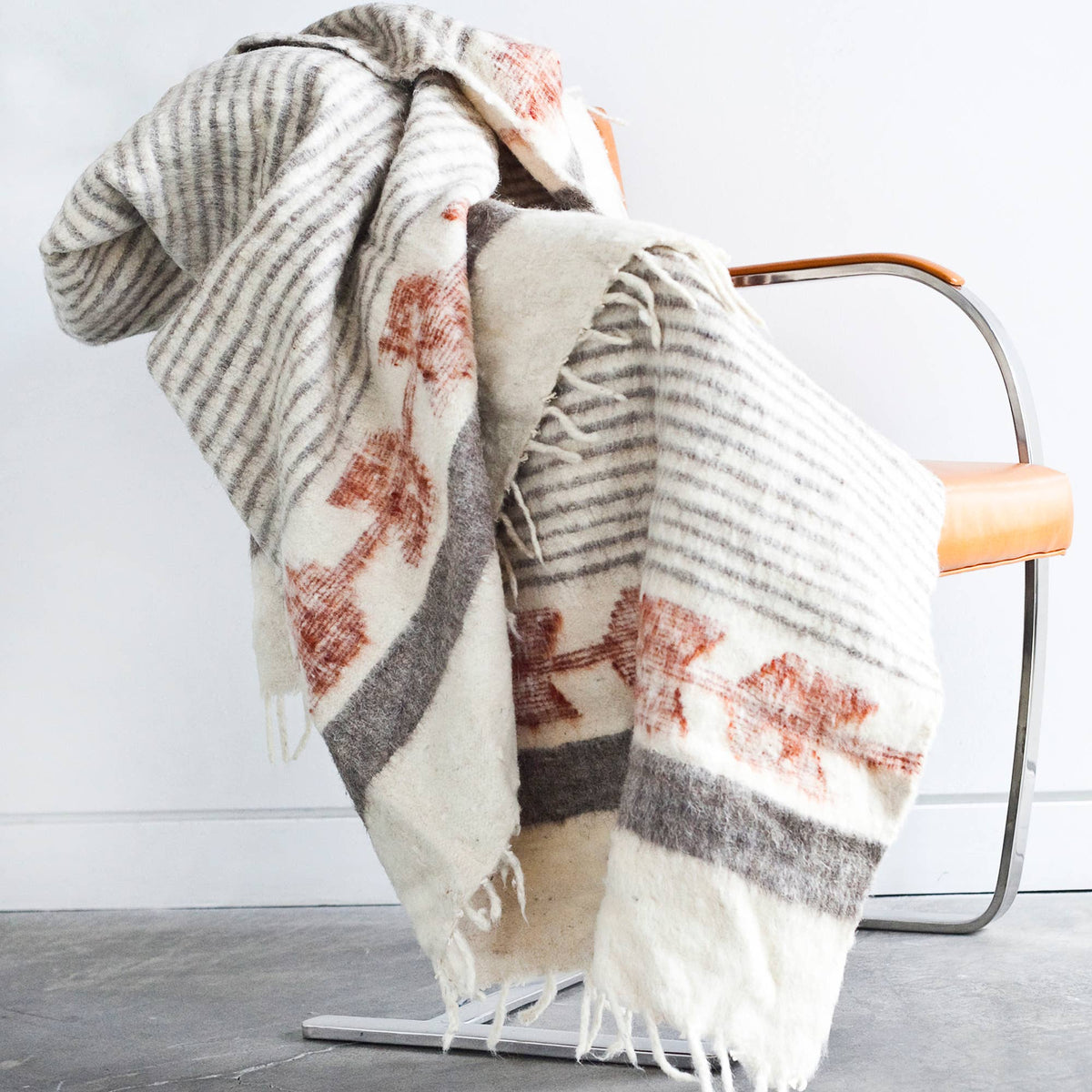 Artisan Guatemalan Throws-Grey/Cayenne