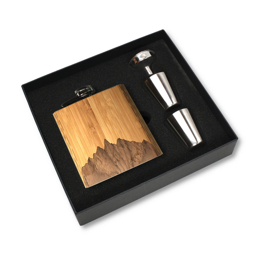 Wooden Holiday Flask : Sawtooth Mountains