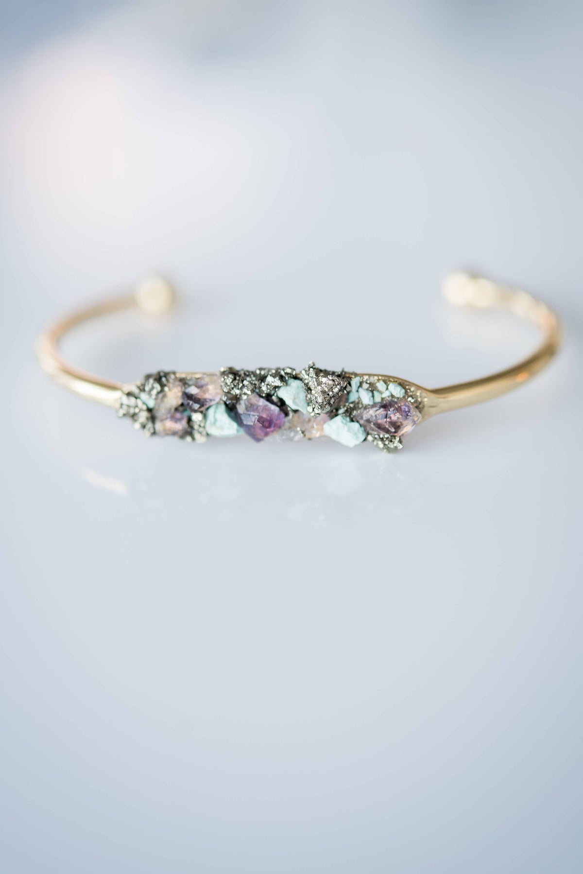 Crystal Cuff Bracelet Pyrite: Gold Plated