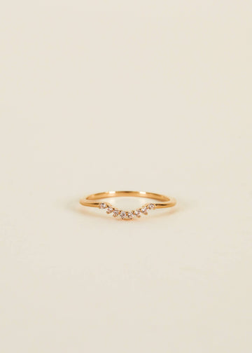 Gold Arched Crown Ring - Champagne Stones Size 7