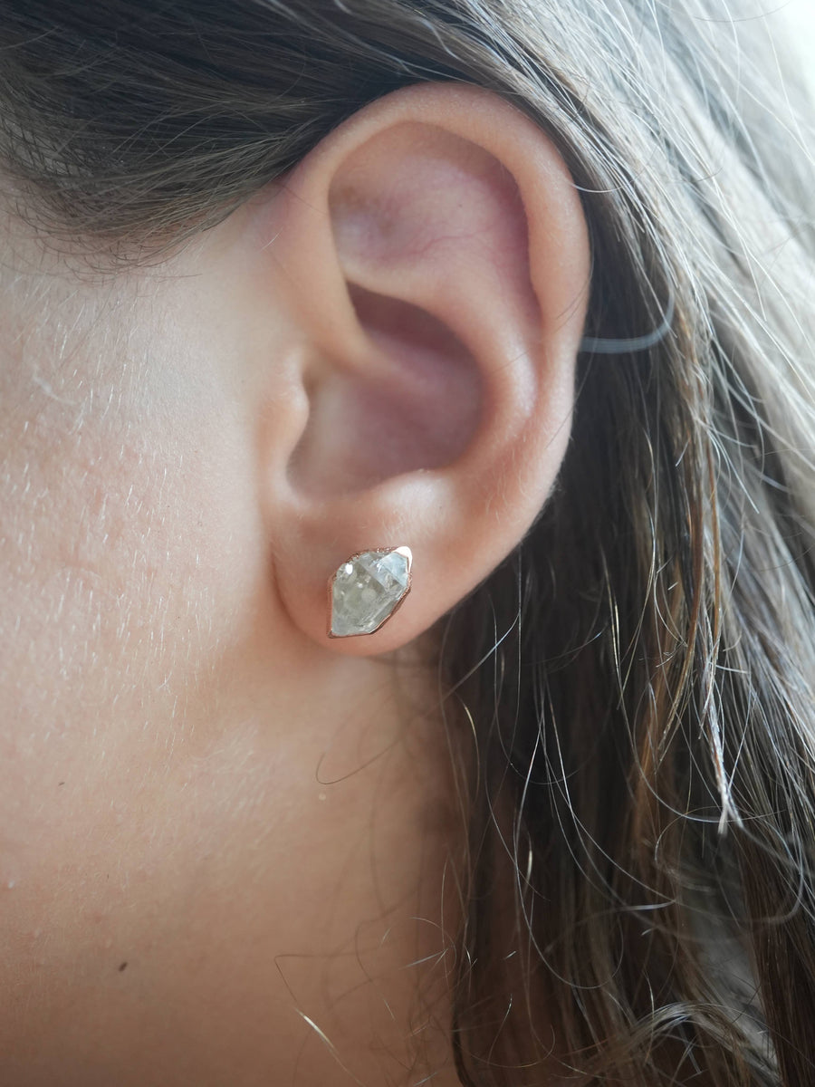 Raw Diamond Studs | Copper Herkimer Diamond Earrings