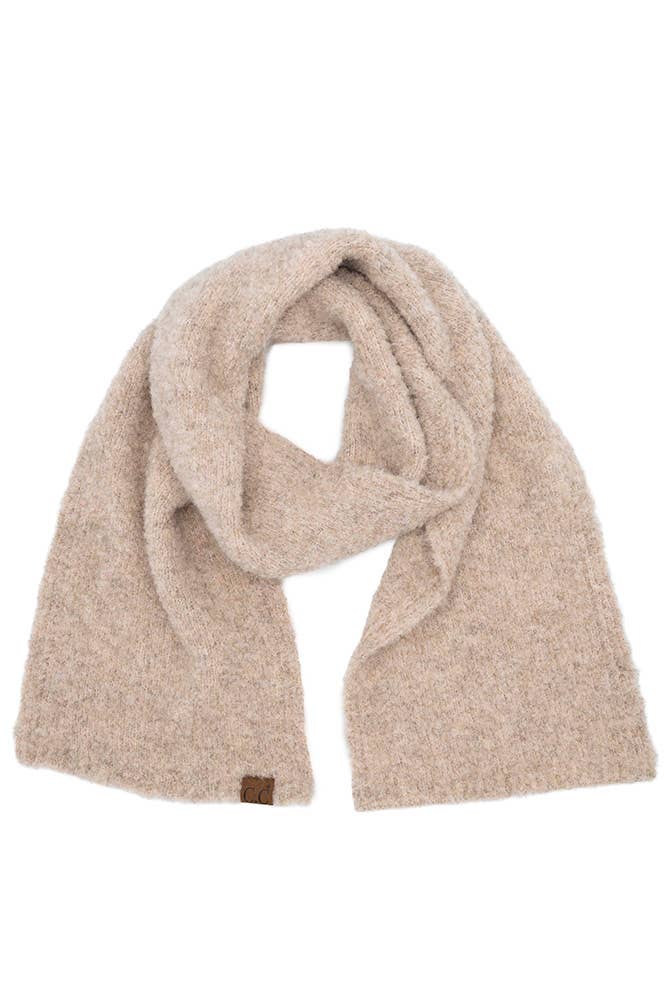 Recycled Fiber Boucle Scarf: Beige