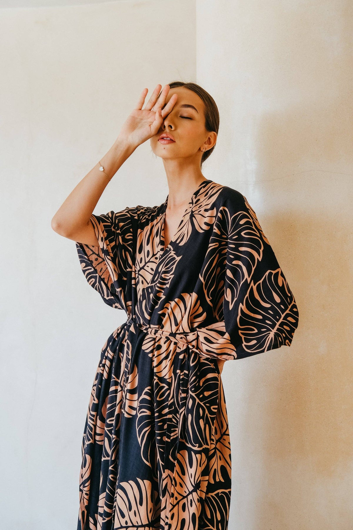 Tropical Palm Leaf Kimono