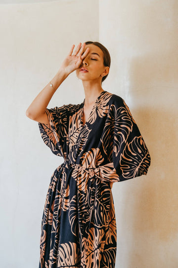 Tropical Palm Leaf Kimono