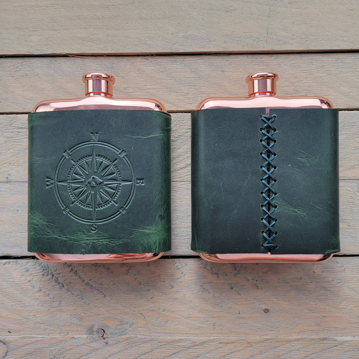 Genuine Leather Wrapped Flasks: Various Colors