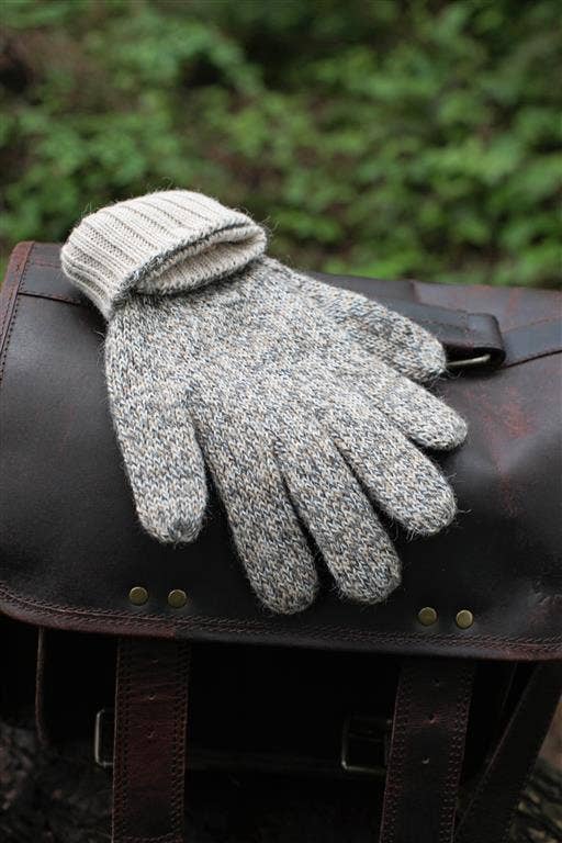 Alpaca Reversible Gloves: Brown/Beige