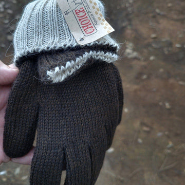 Alpaca Reversible Gloves: Brown/Beige