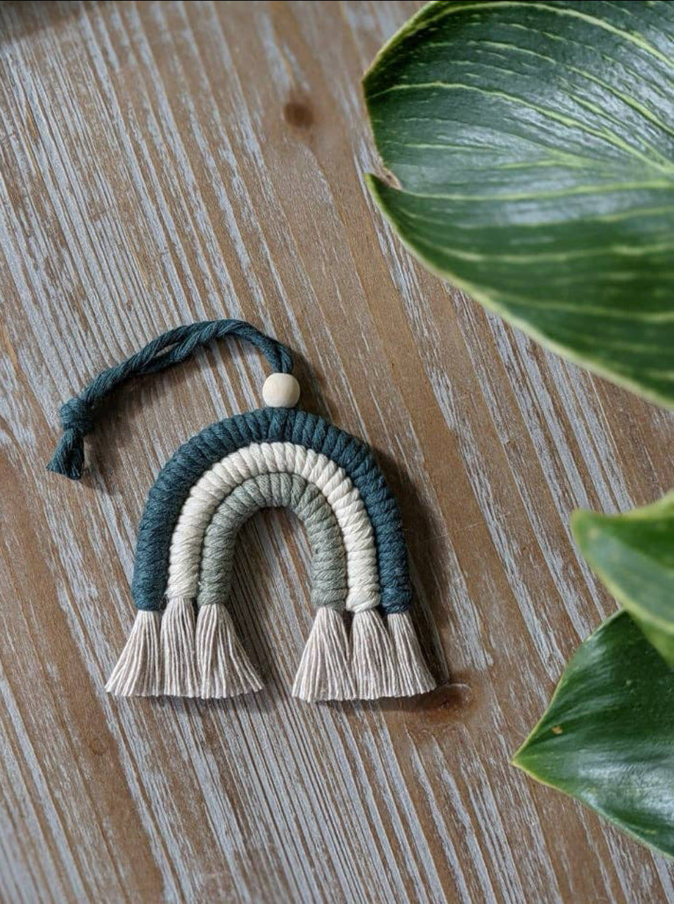 Handmade Macrame Rainbow Car Charm