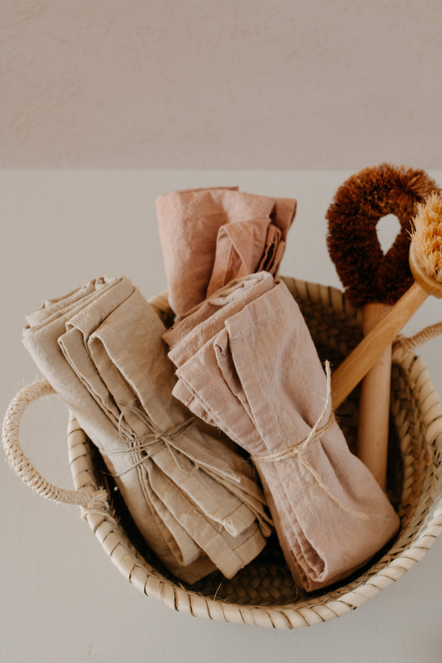 Plant dyed Organic cotton Kitchen Towel: Muted pink