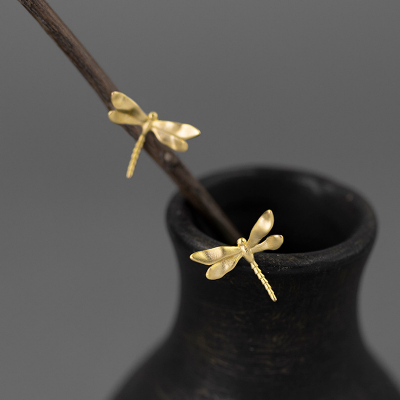 Minimalist Dragonfly Stud Earrings