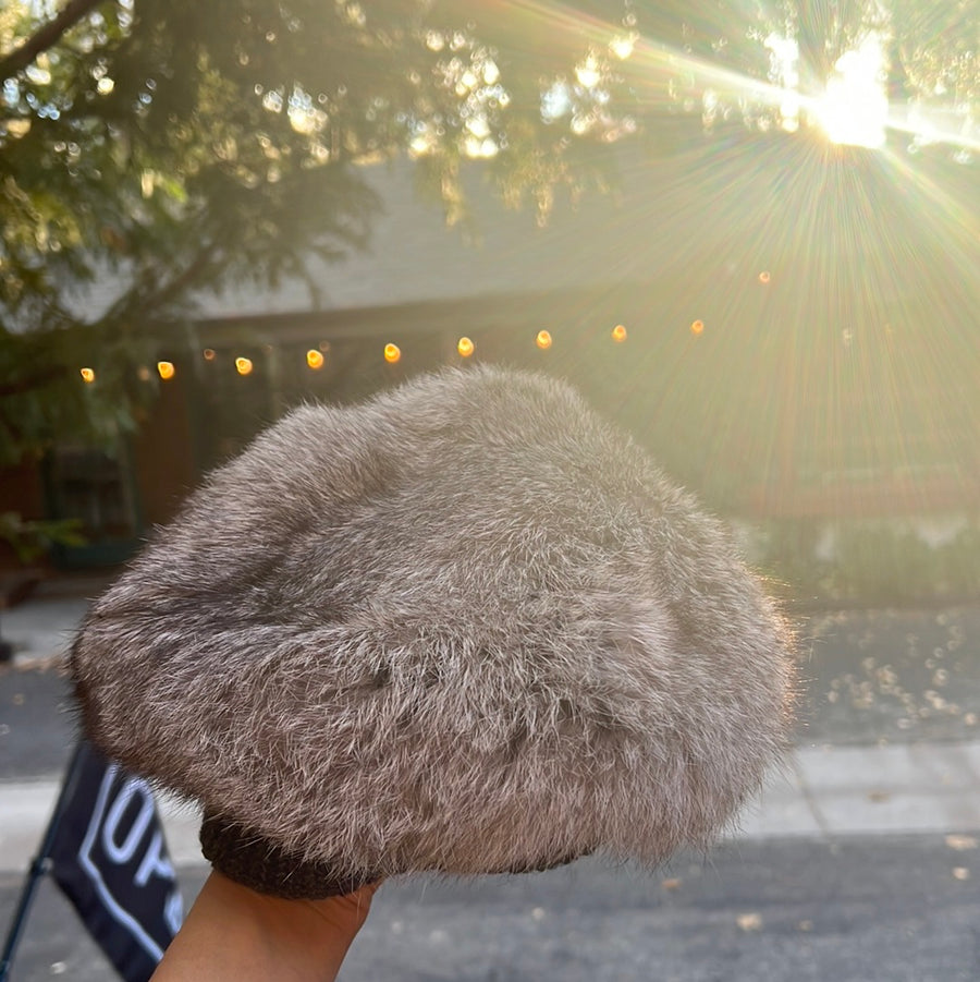 HC-100 Vintage Handmade Coyote Fur Beret