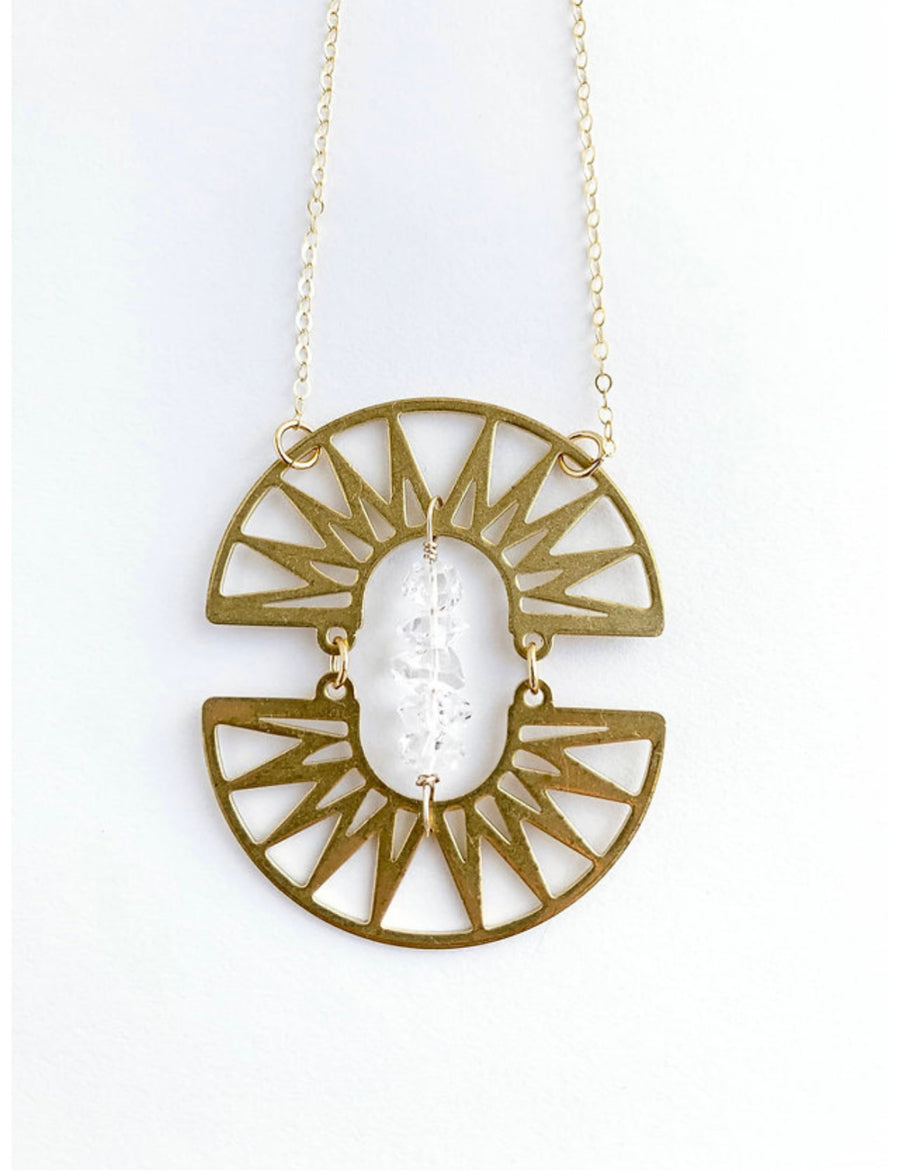 Boho Brass Double Ray Necklace