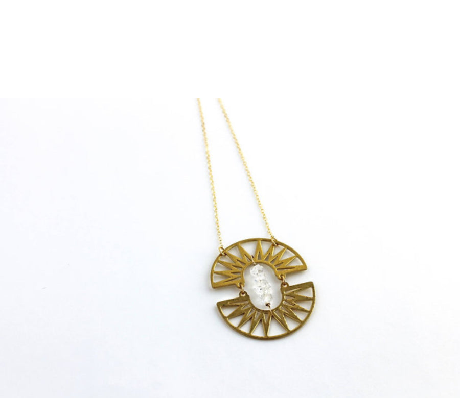 Boho Brass Double Ray Necklace