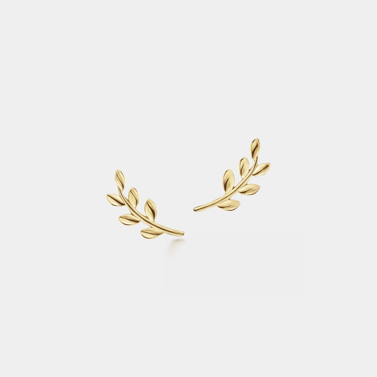 Dainty Leaf Climber Stud Earrings