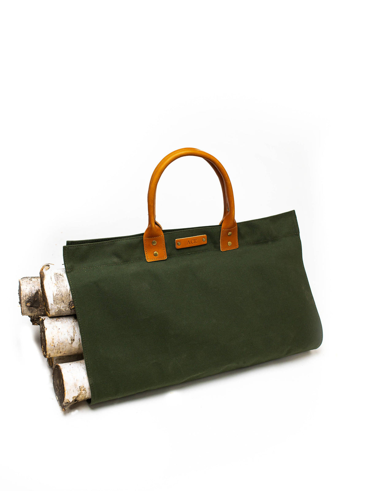 Canvas & Leather Log Carrier - Nautral