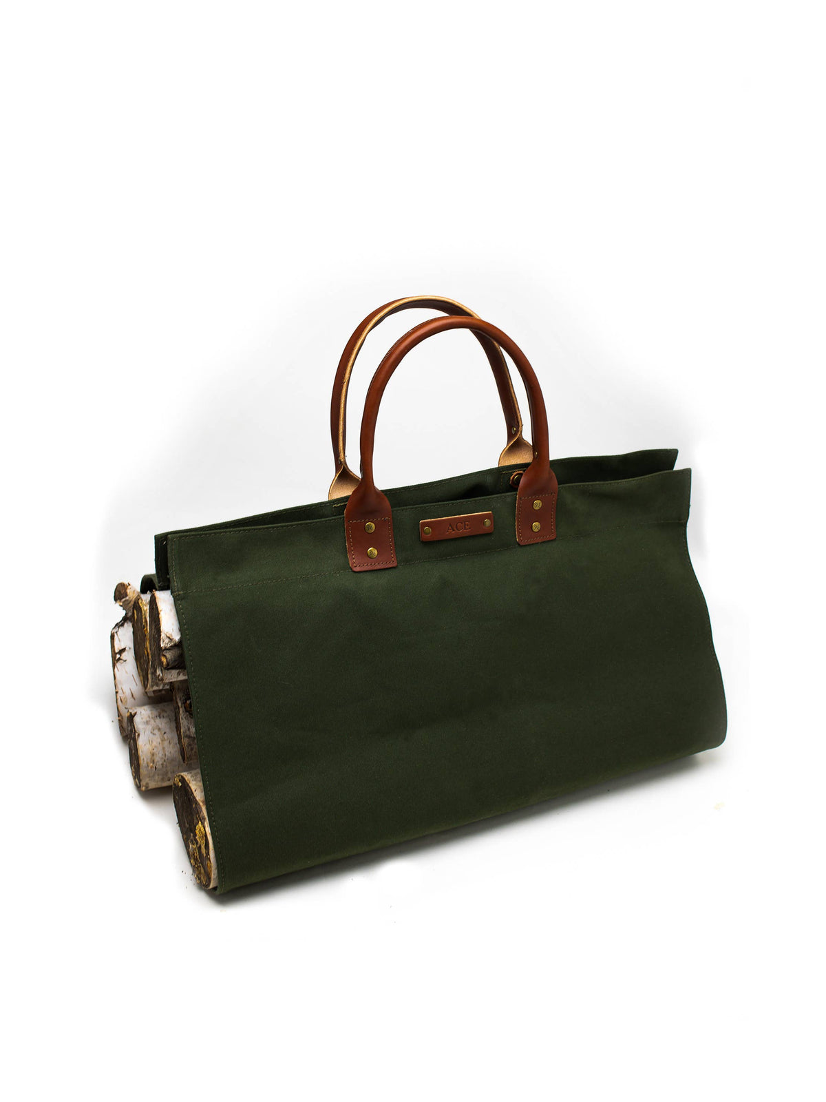 Canvas & Leather Log Carrier - Nautral