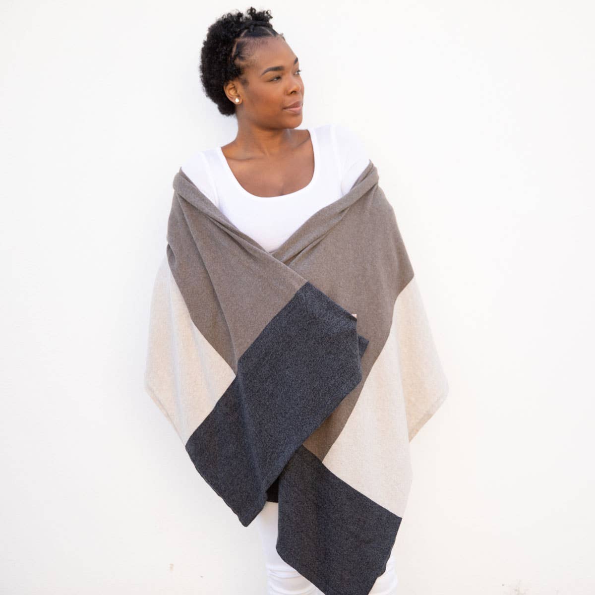 Dreamsoft Organic Cotton Travel Scarf Brownstone Colorblock