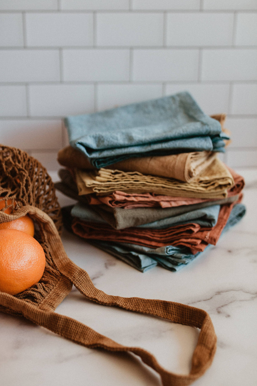 Plant dyed Organic cotton Kitchen Towel: Muted pink