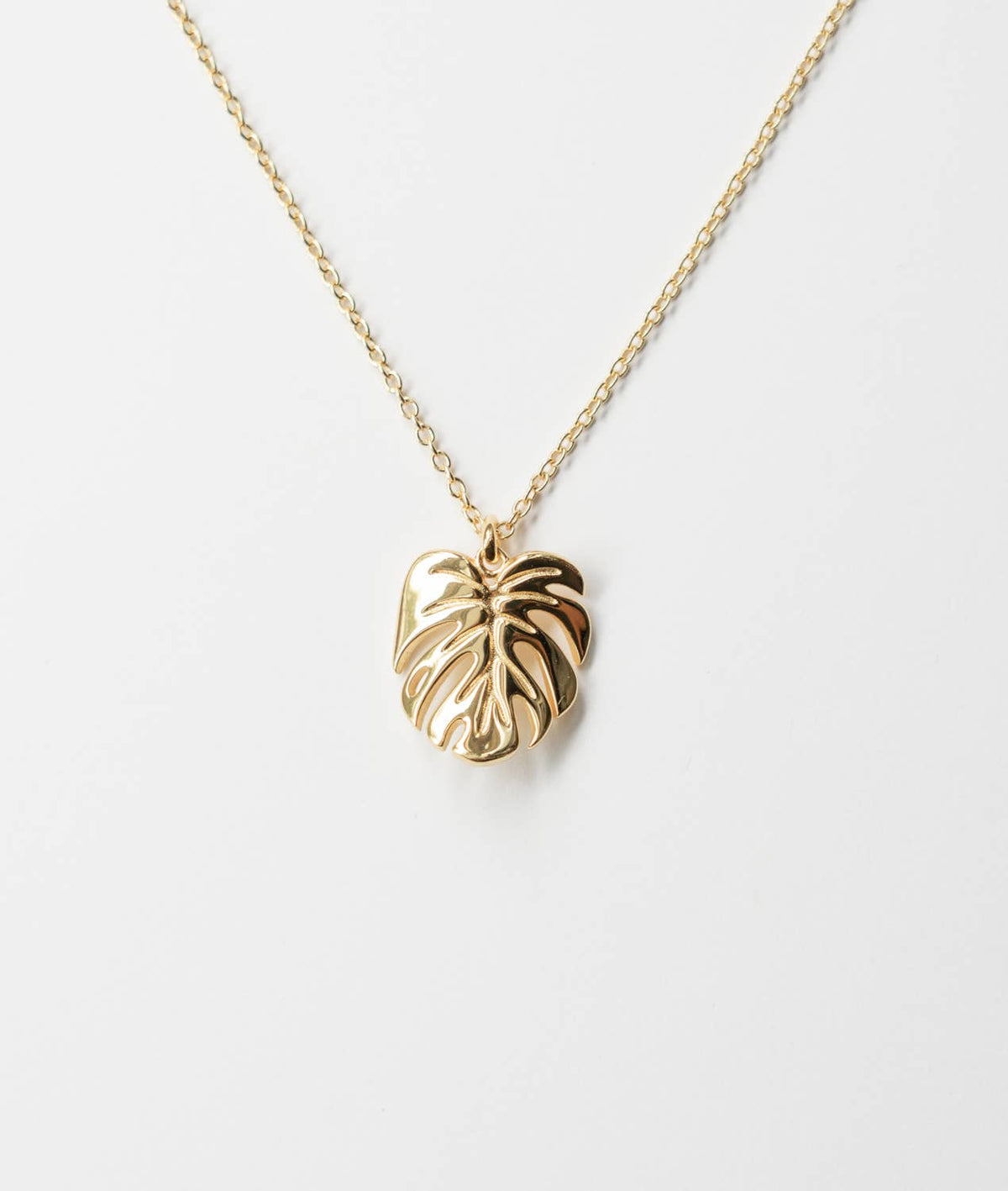 Monstera Deliciosa Necklace Gold & White Gold: White Gold Plated
