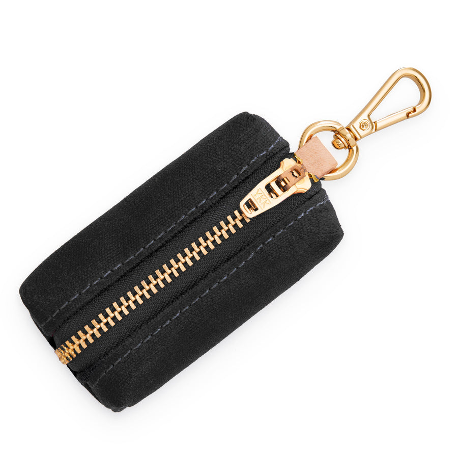 Onyx Waxed Canvas Poop Bag Dispenser: Black