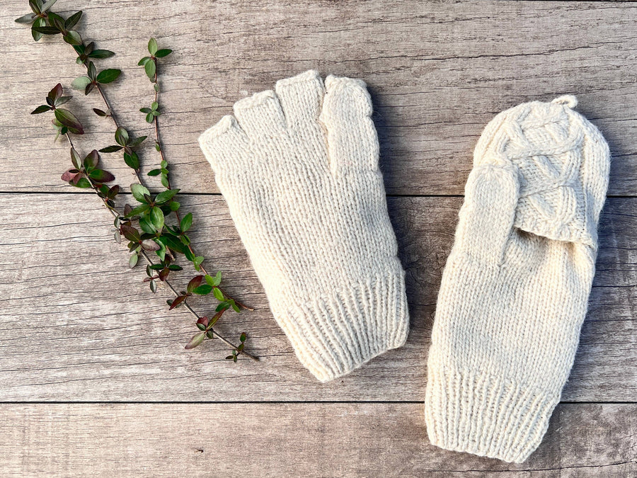 Alpaca Hand Crocheted Cable Knit Mittens