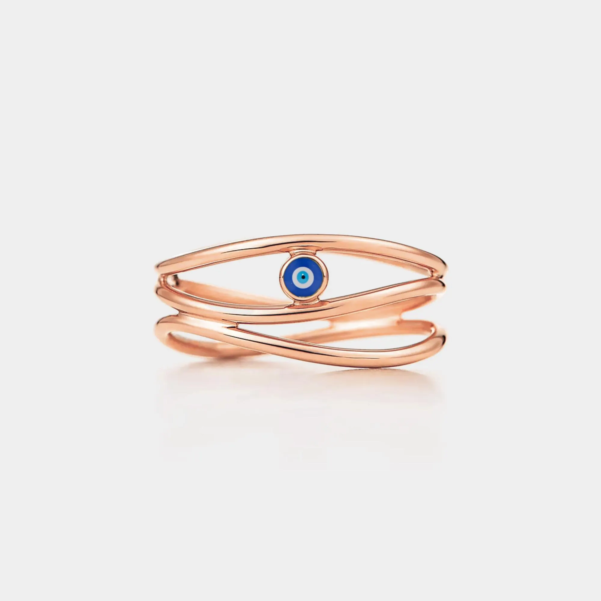 Evil Eye Nazar Ocean Wave Three Row Ring: Size 7
