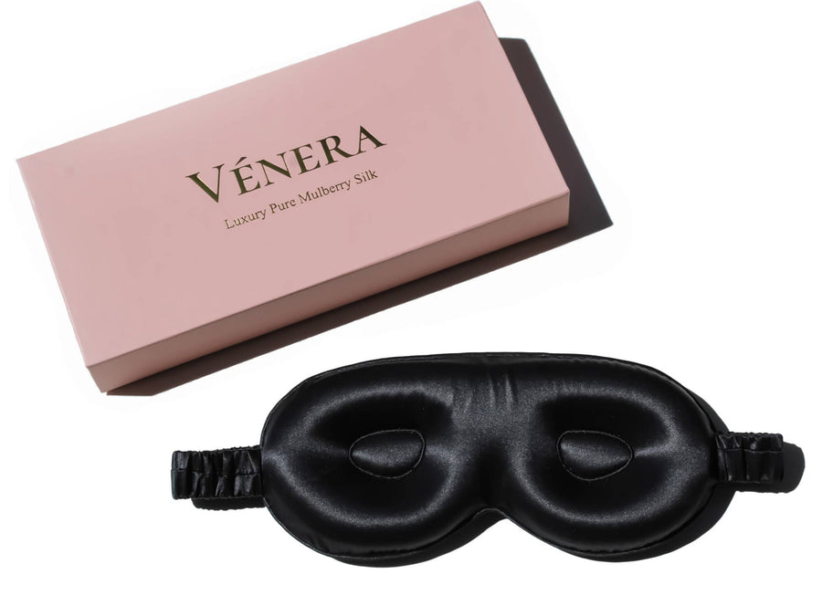 100% Pure Silk 3D Contour Sleep Mask - Black