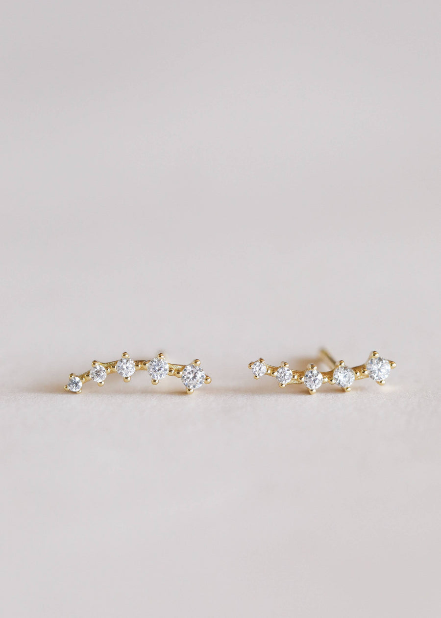 Crawler - White CZ - Gold Earring