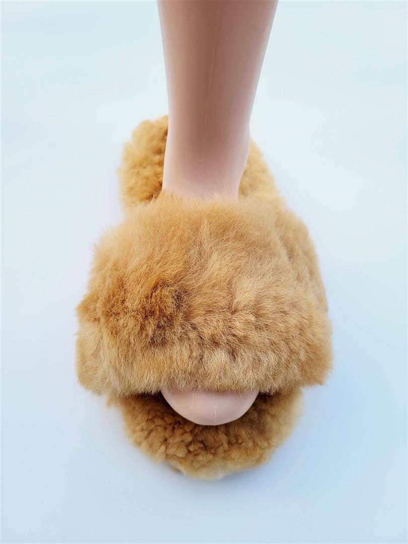 Slide-In Fluffy Alpaca Fur Slippers