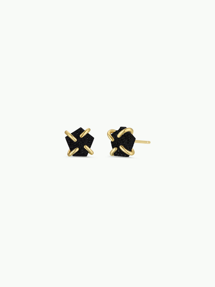 Druzy Prong - Black - Earrings
