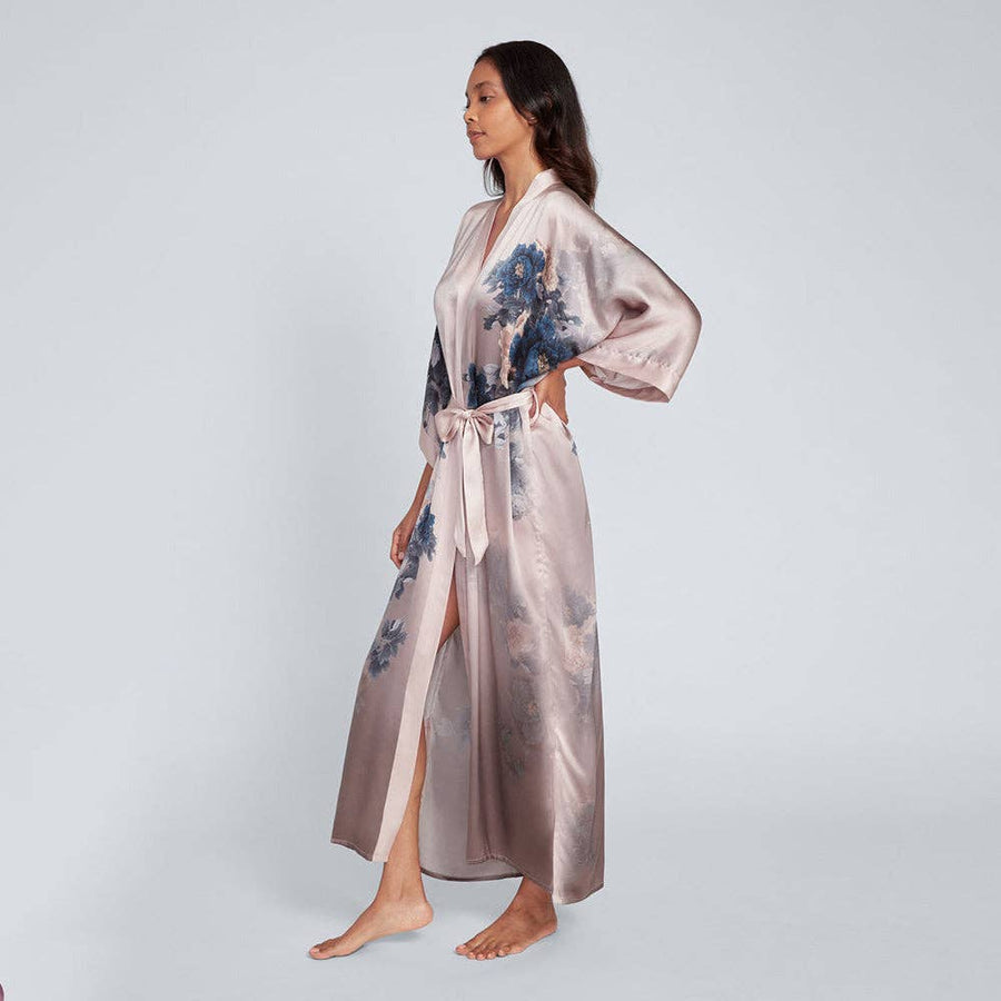 Floral Silk Kimono - Olive