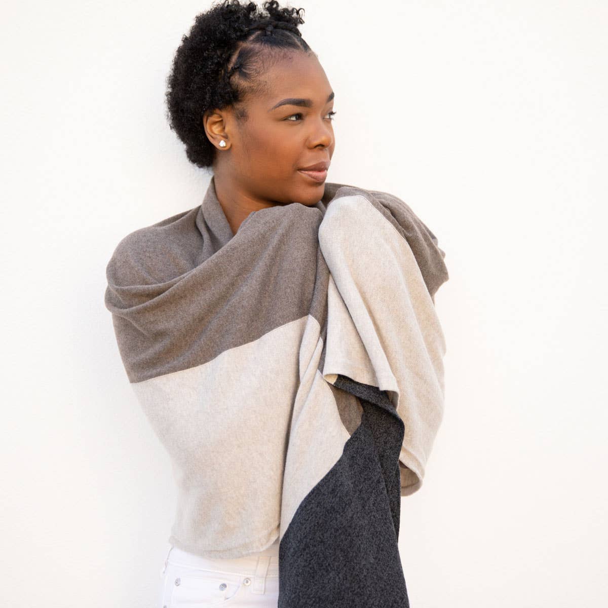 Dreamsoft Organic Cotton Travel Scarf Brownstone Colorblock