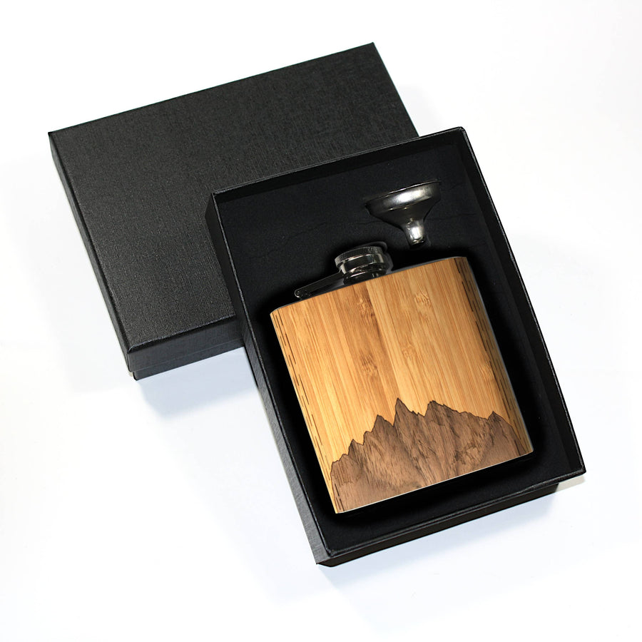 Wooden Holiday Flask : Sawtooth Mountains