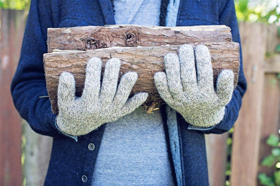 Alpaca Reversible Gloves: Brown/Beige
