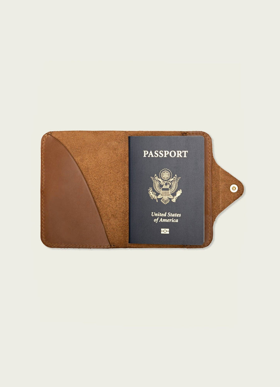 Handcrafted Leather Passport Wallet: Tan