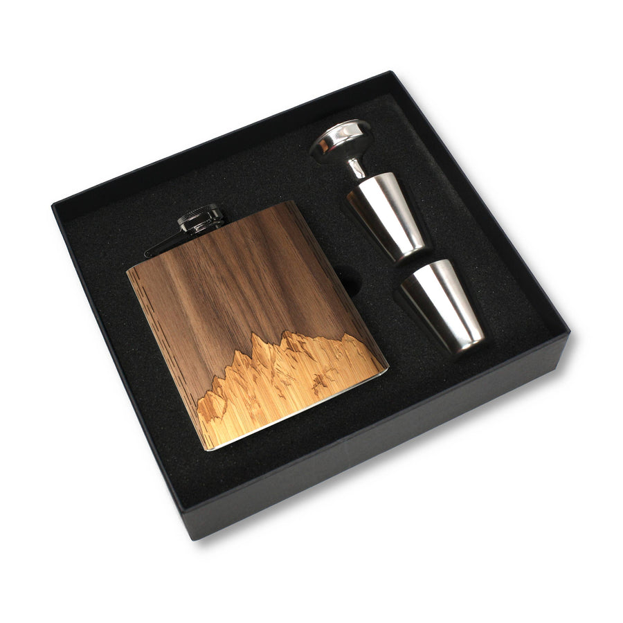 Wooden Holiday Flask : Sawtooth Mountains