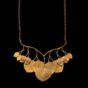 Eucalyptus Round Leaf Branch Necklace - 18
