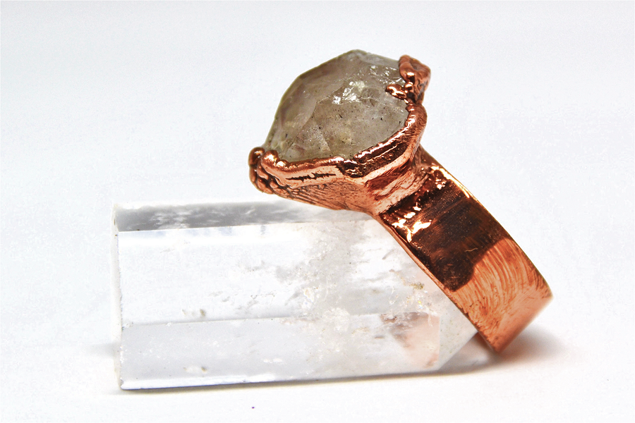 Raw Herkimer Diamond Statment Ring: 8
