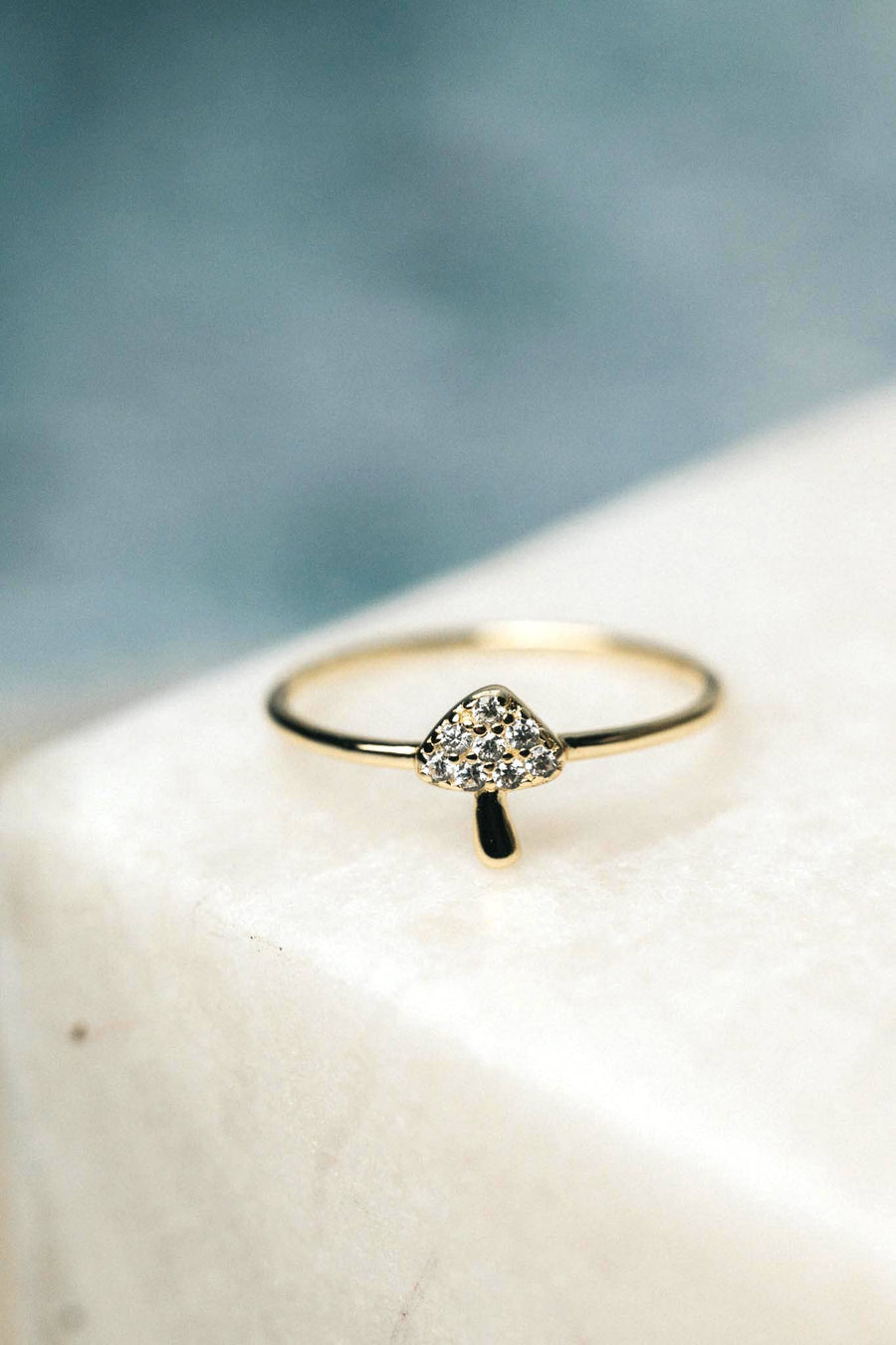 Tiny Sparkle Mushroom Gold Ring: 6