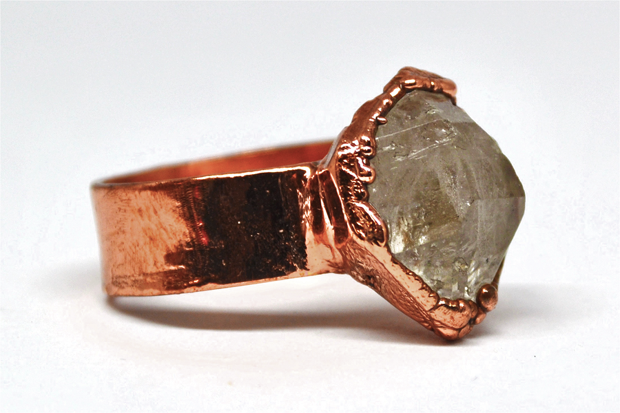 Raw Herkimer Diamond Statment Ring: 8