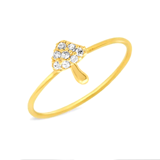 Tiny Sparkle Mushroom Gold Ring: 6