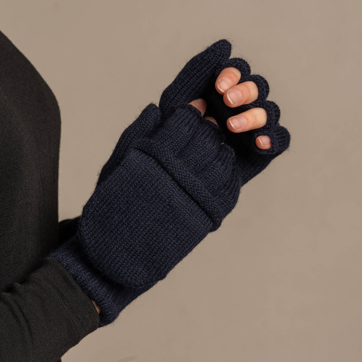 Women's Convertible Gloves Knitted Merino: Dark gray / One Size
