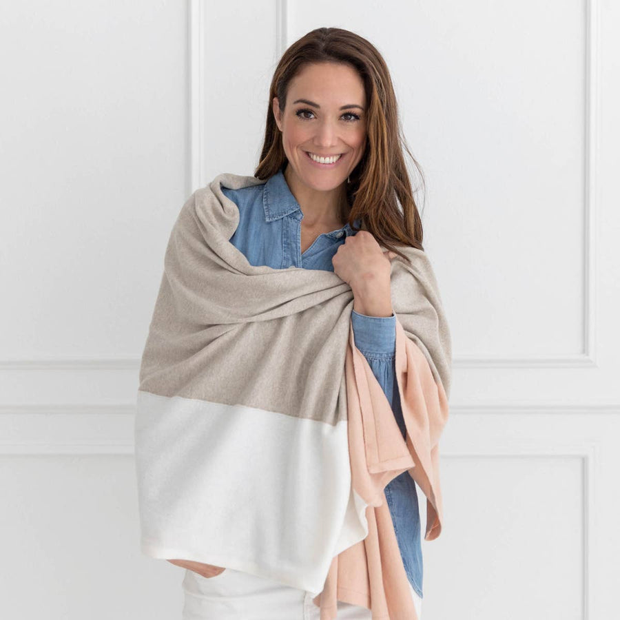 Dreamsoft Organic Cotton Travel Scarf - Blush Colorblock