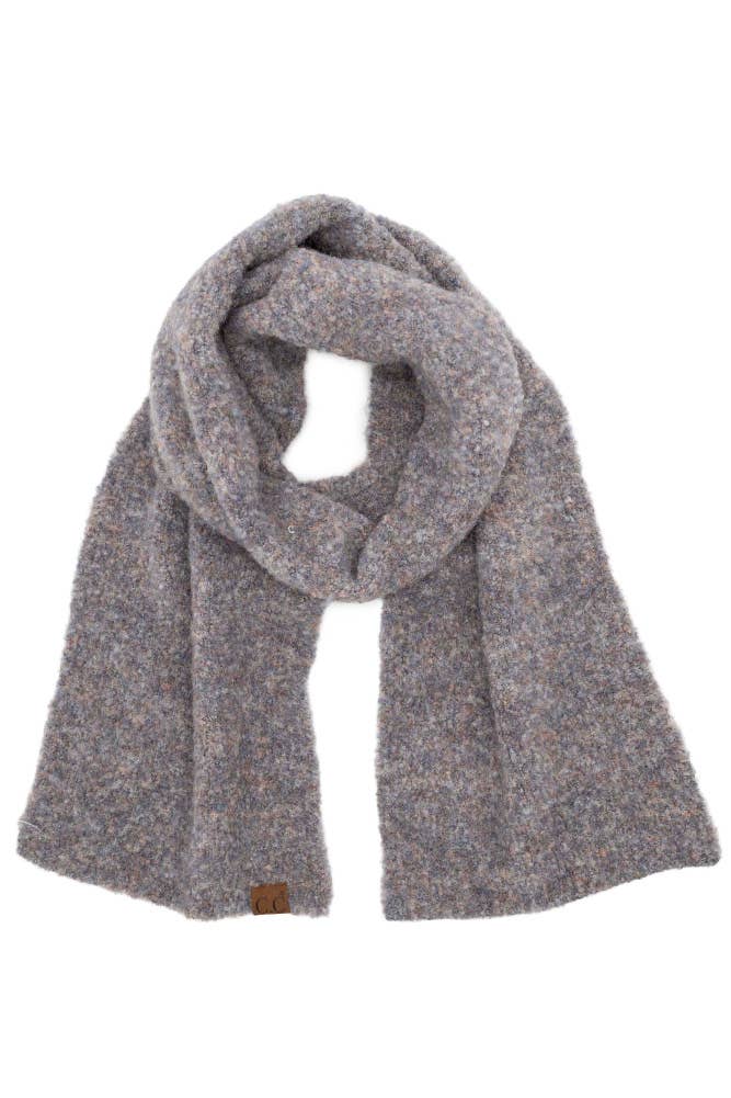 Recycled Fiber Boucle Scarf: Melange Grey