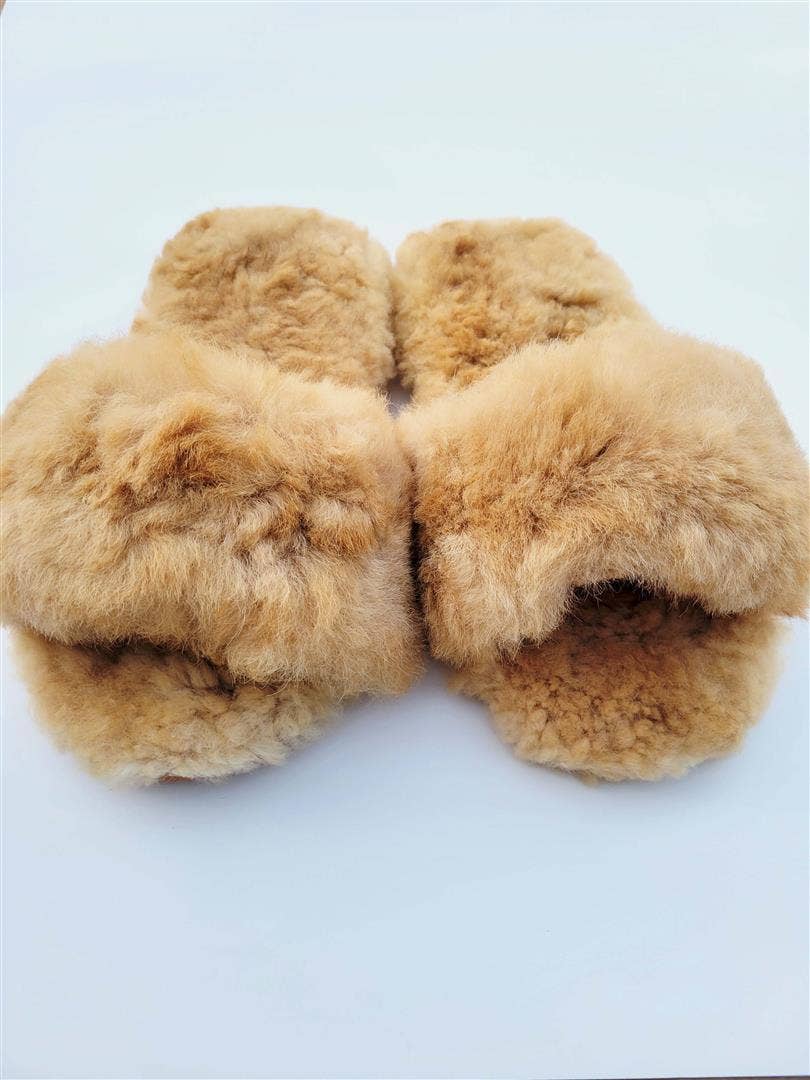 Slide-In Fluffy Alpaca Fur Slippers